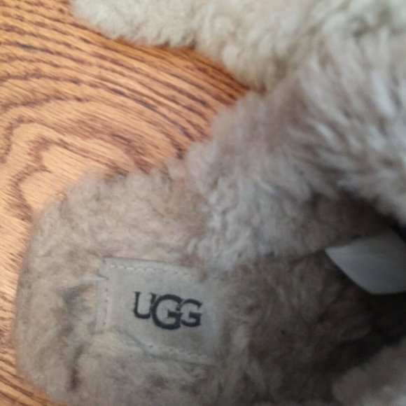 UGG SLIPPERS WOMENS 5 LEOPARD CALF HAIR LEATHER SCUFFETTE SLIP ON MULES HYGGE - Picture 10 of 16